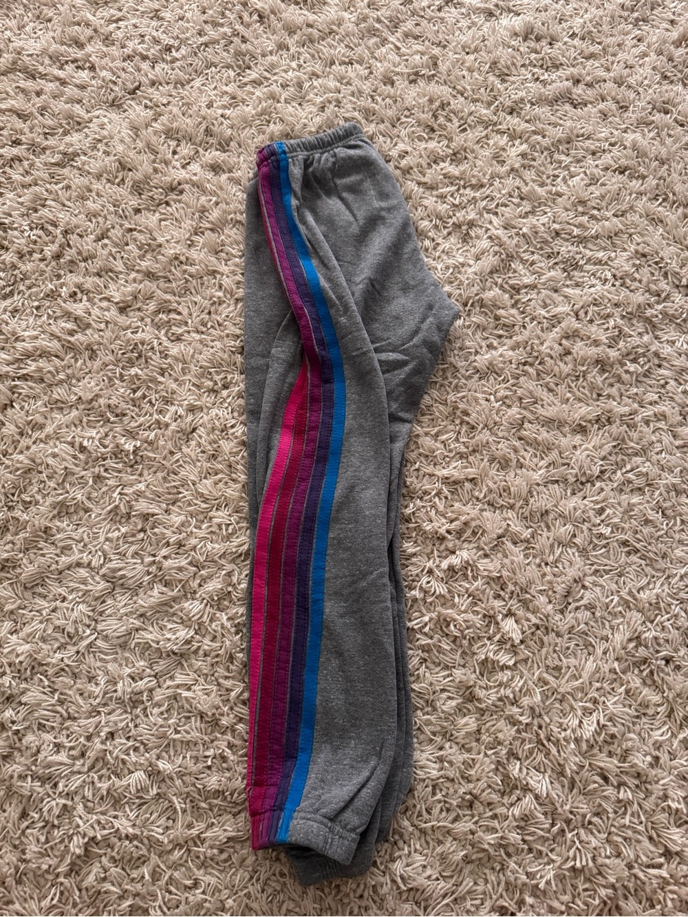 Aviator Nation Gray Joggers with Pink and Blue Side Stripes